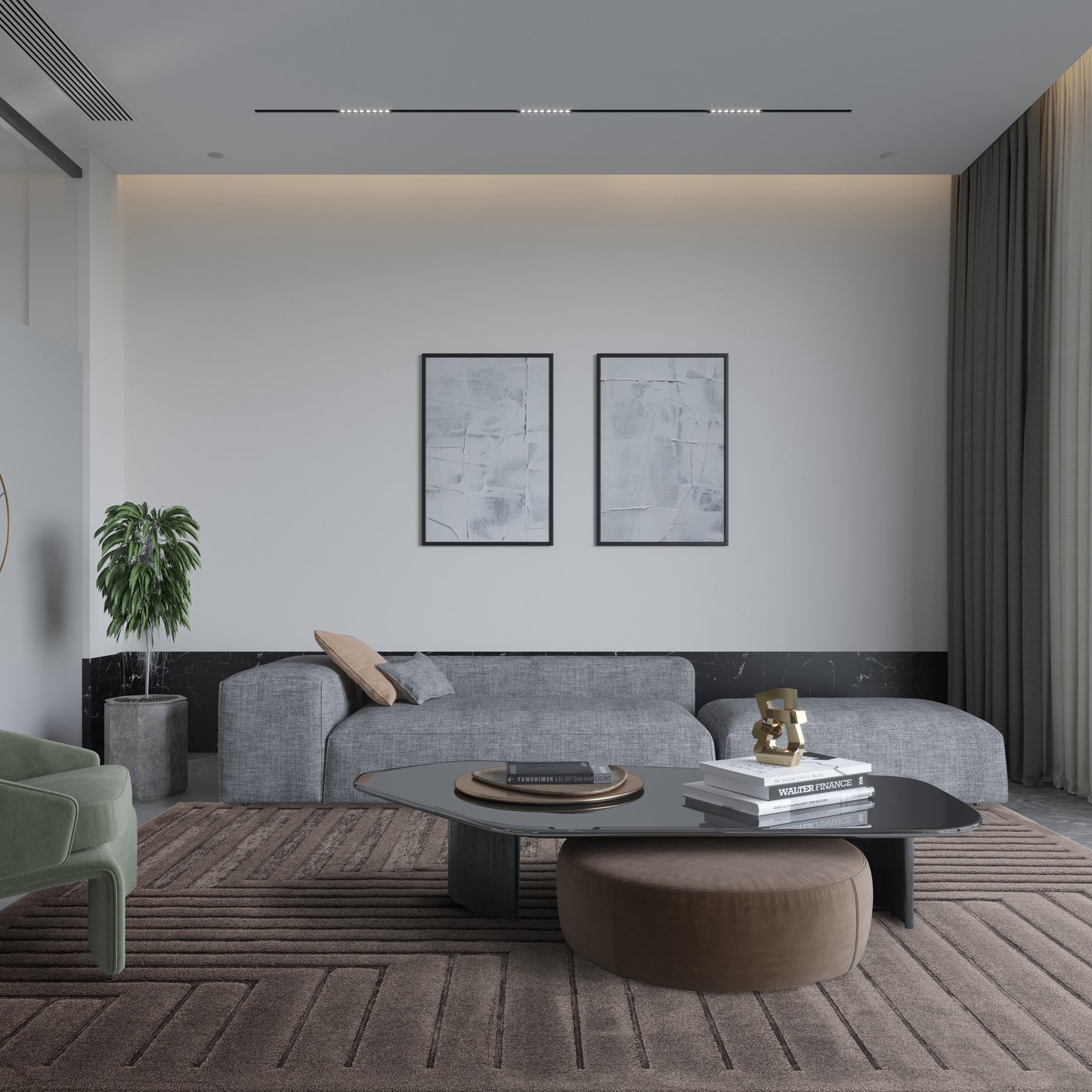 Valley Connection Geometric 3D Rug in Charcoal Grey