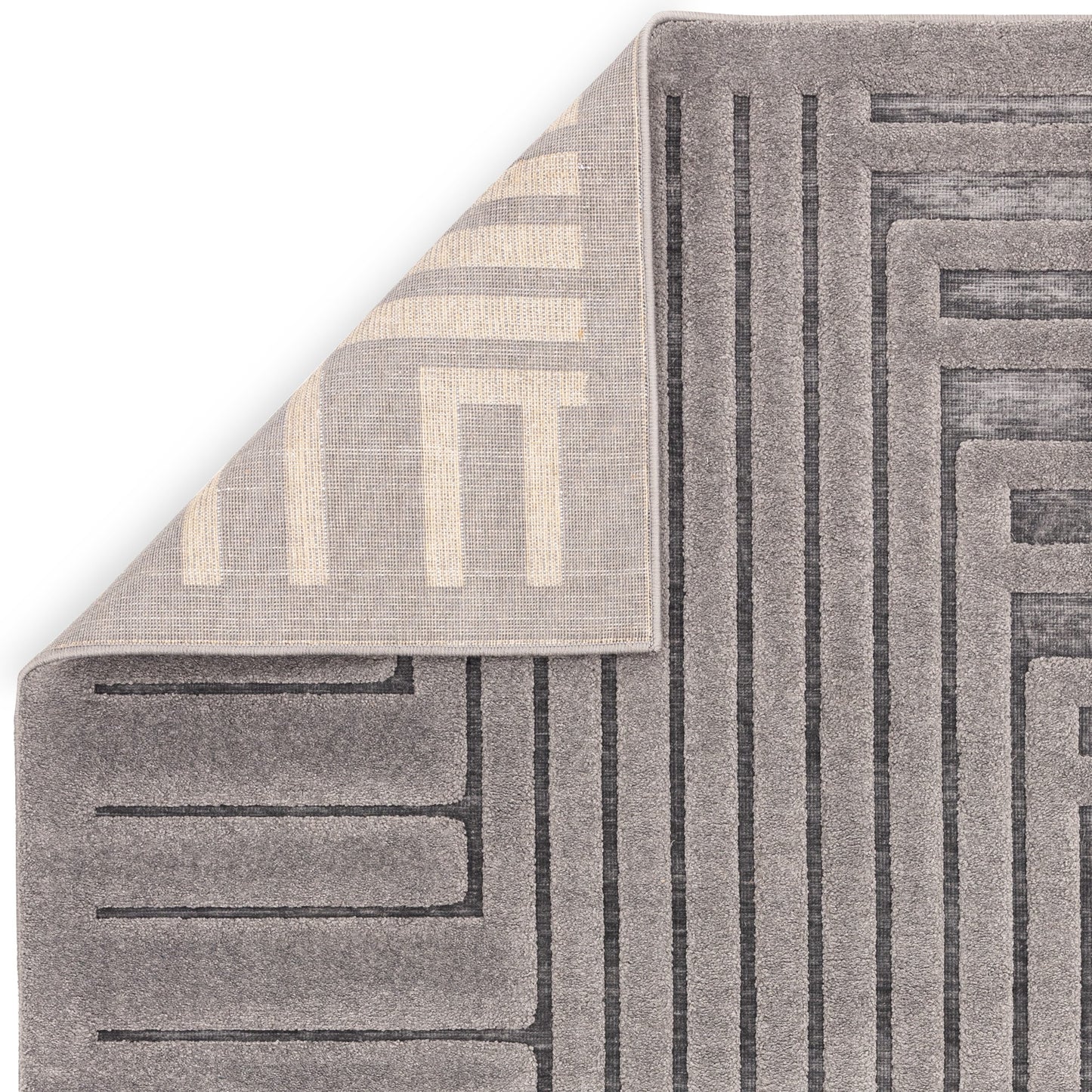 Valley Connection Geometric 3D Rug in Charcoal Grey