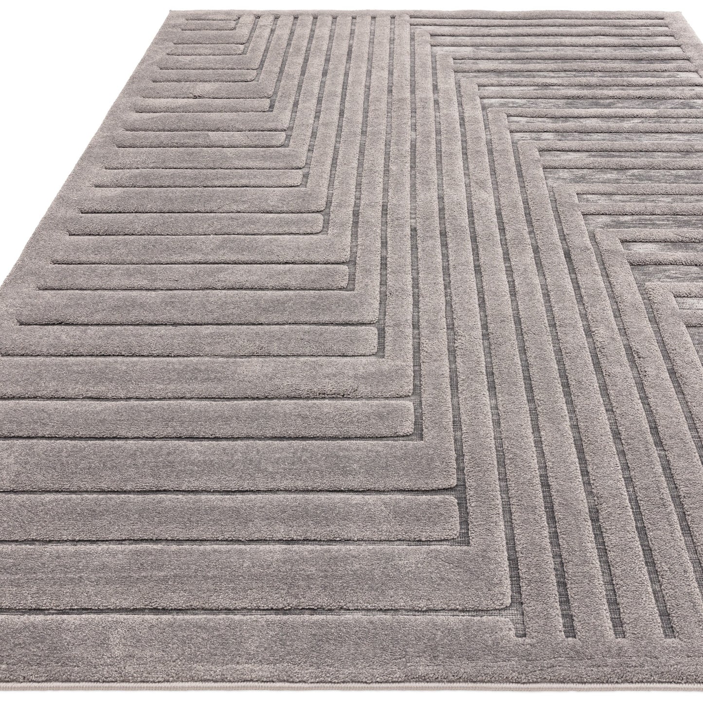 Valley Connection Geometric 3D Rug in Charcoal Grey