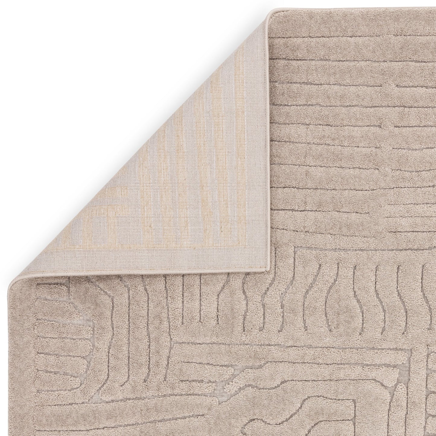 Valley Route Geometric 3D Rug in Natural Beige