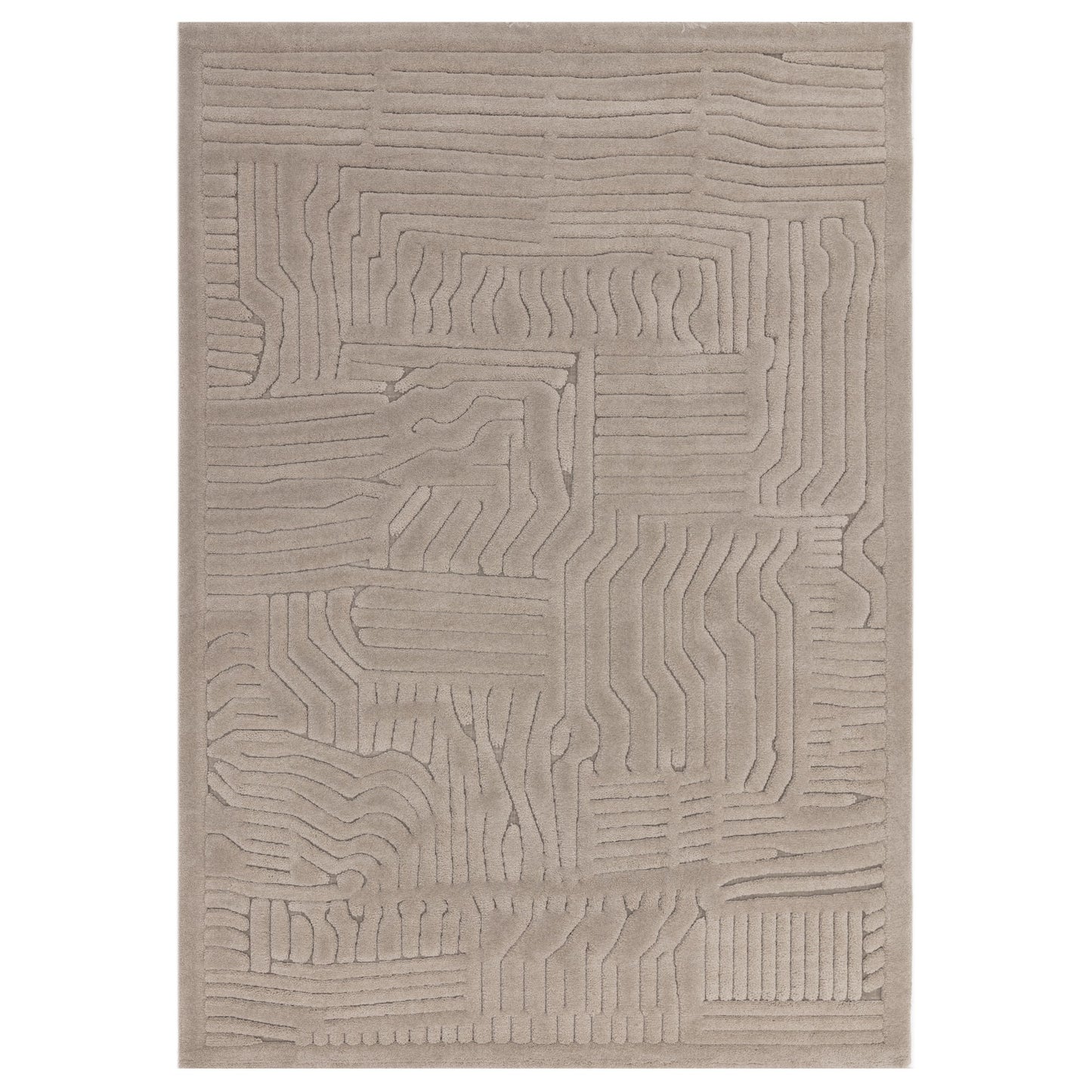 Valley Route Geometric 3D Rug in Natural Beige