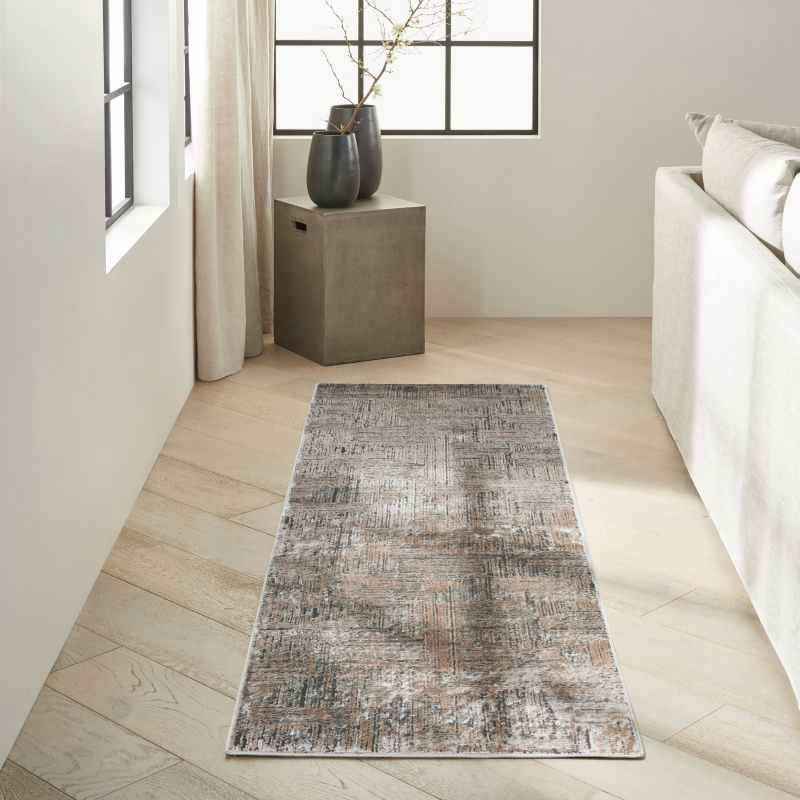Calvin Klein IRR01 CK024 Irradiant Linear Runner Rug in Black Ivory