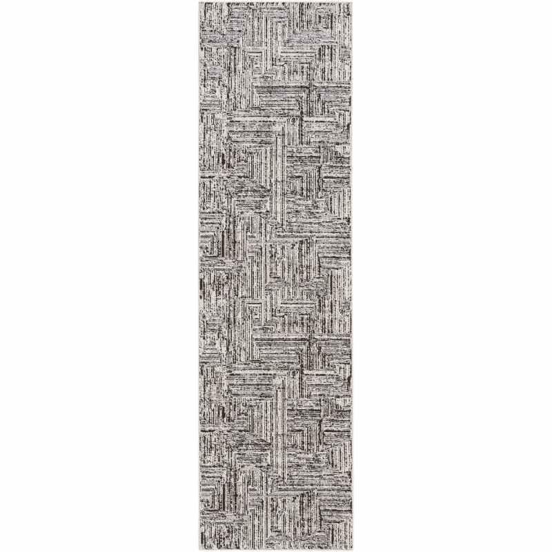Calvin Klein IRR01 CK024 Irradiant Linear Runner Rug in Cream Black