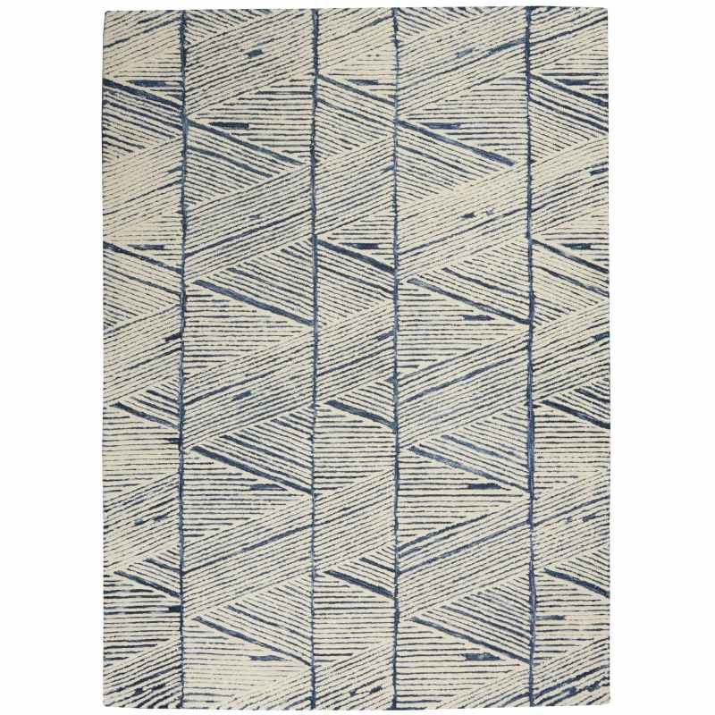 Colorado CLR01 Linear Wool Rugs by Nourison in White Blue