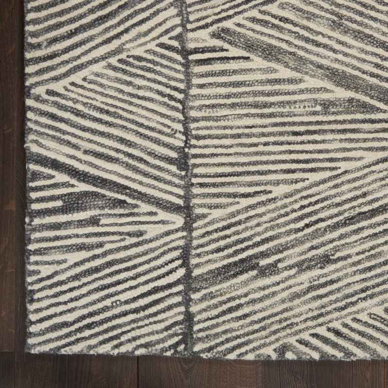 Colorado CLR01 Linear Wool Runner Rug by Nourison in Grey White