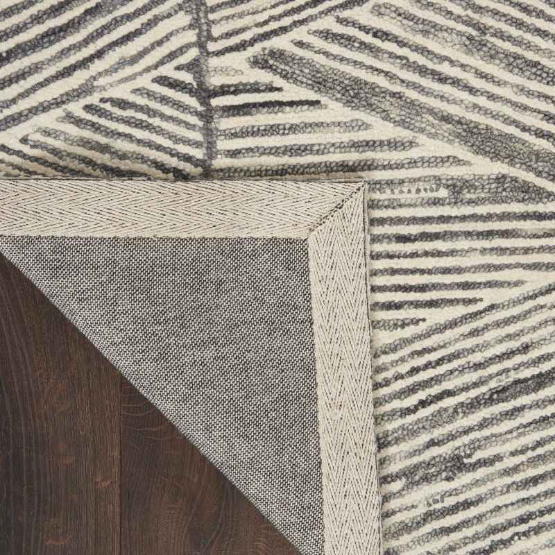 Colorado CLR01 Linear Wool Runner Rug by Nourison in Grey White