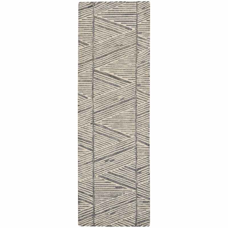 Colorado CLR01 Linear Wool Runner Rug by Nourison in Grey White