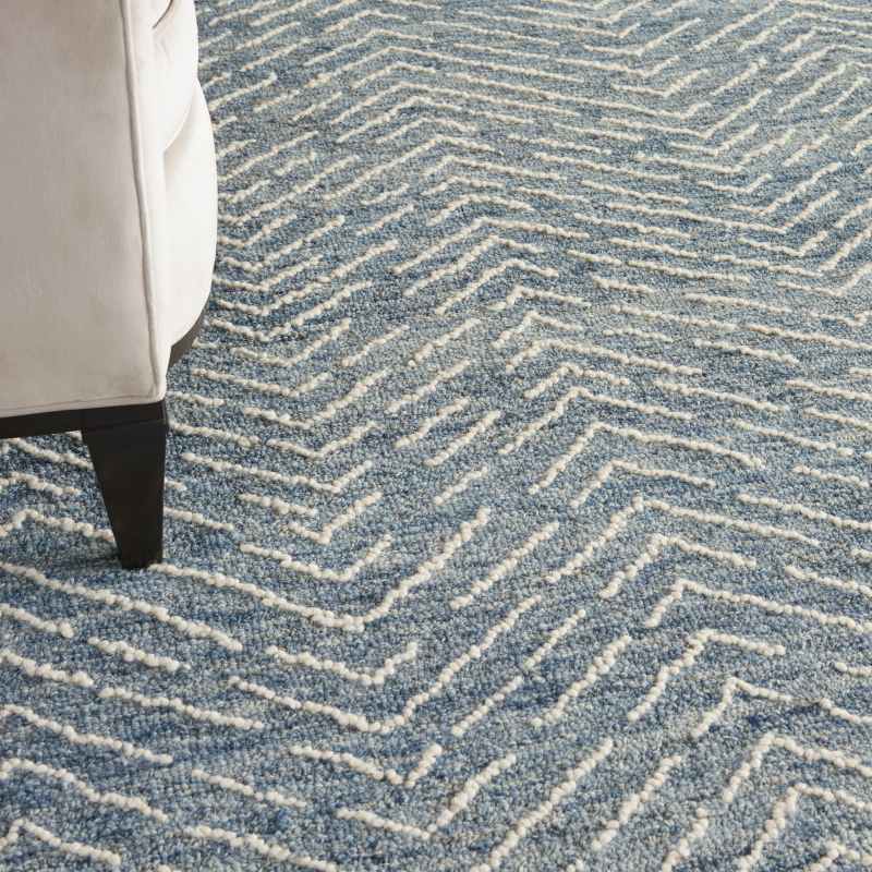 Colorado CLR02 Linear Wool Rugs by Nourison in Indigo Ivory