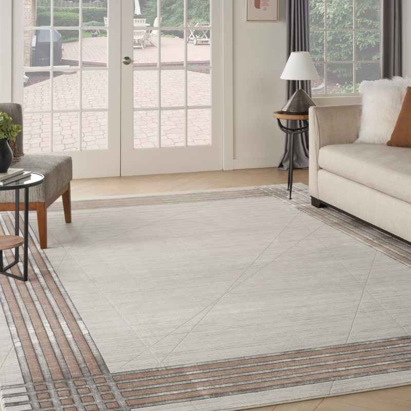 Desire DSR01 Geometric Rugs by Nourison in Ivory Silver Grey