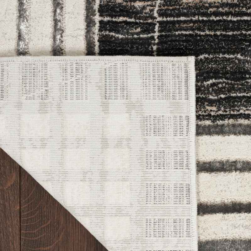 Desire DSR01 Geometric Runner Rug by Nourison in Charcoal Silver Grey