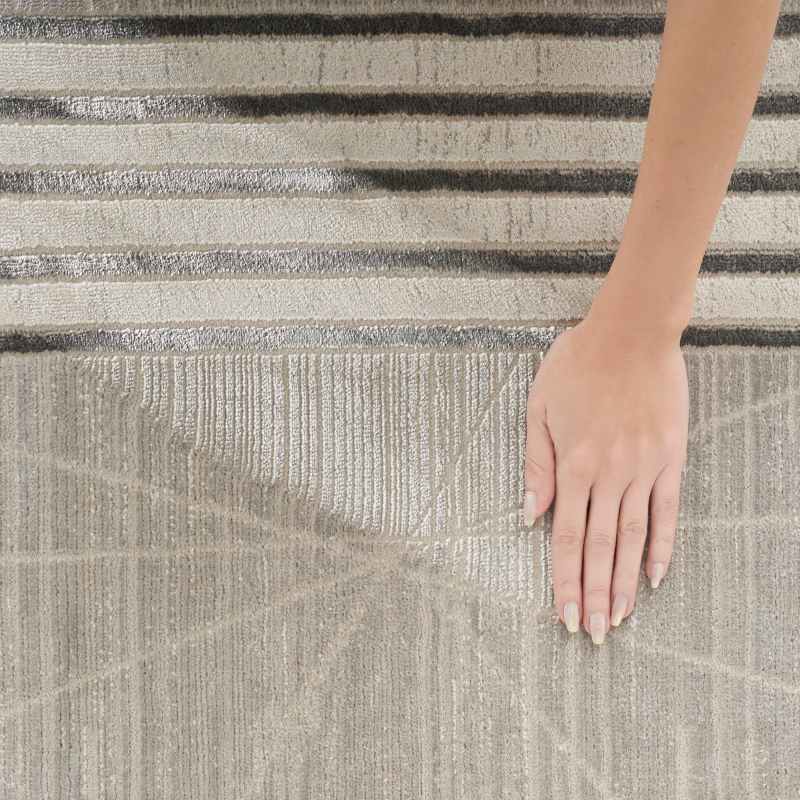 Desire DSR01 Geometric Runner Rug by Nourison in Grey Silver