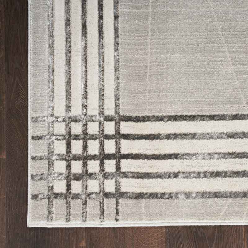 Desire DSR01 Geometric Runner Rug by Nourison in Grey Silver