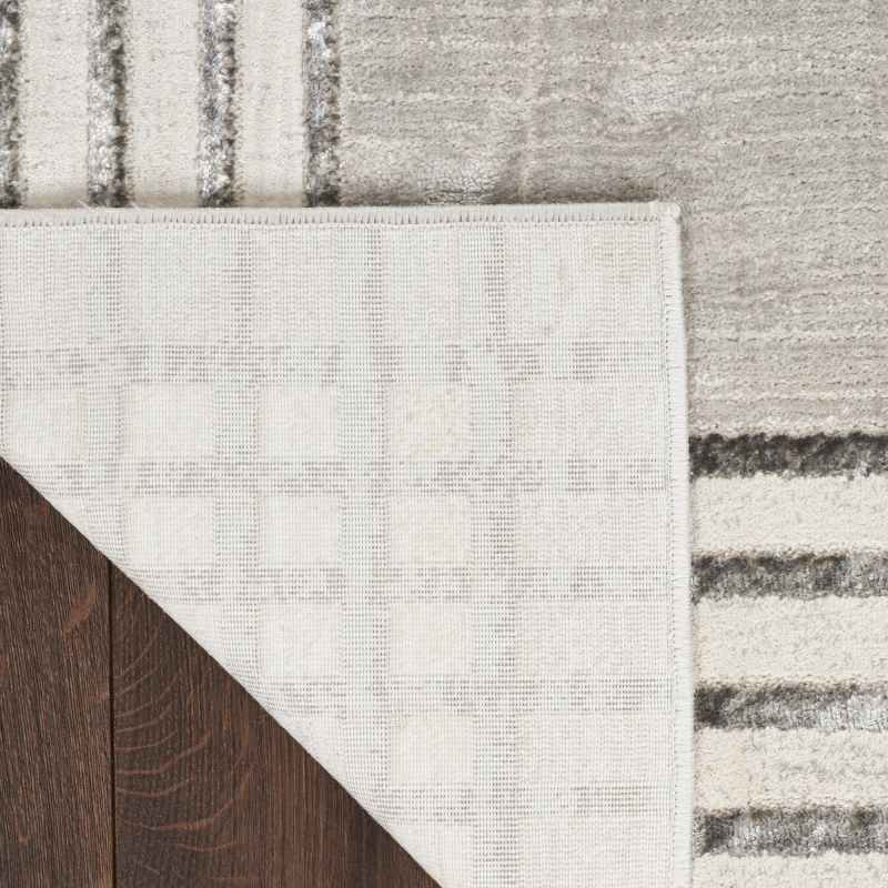 Desire DSR01 Geometric Runner Rug by Nourison in Grey Silver