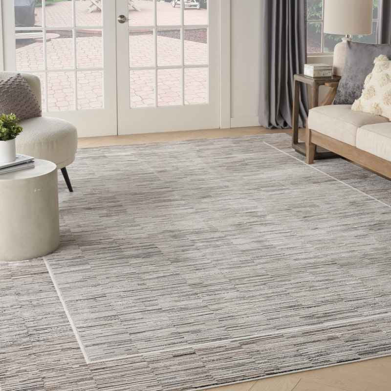 Desire DSR02 Border Rugs by Nourison in Charcoal Grey