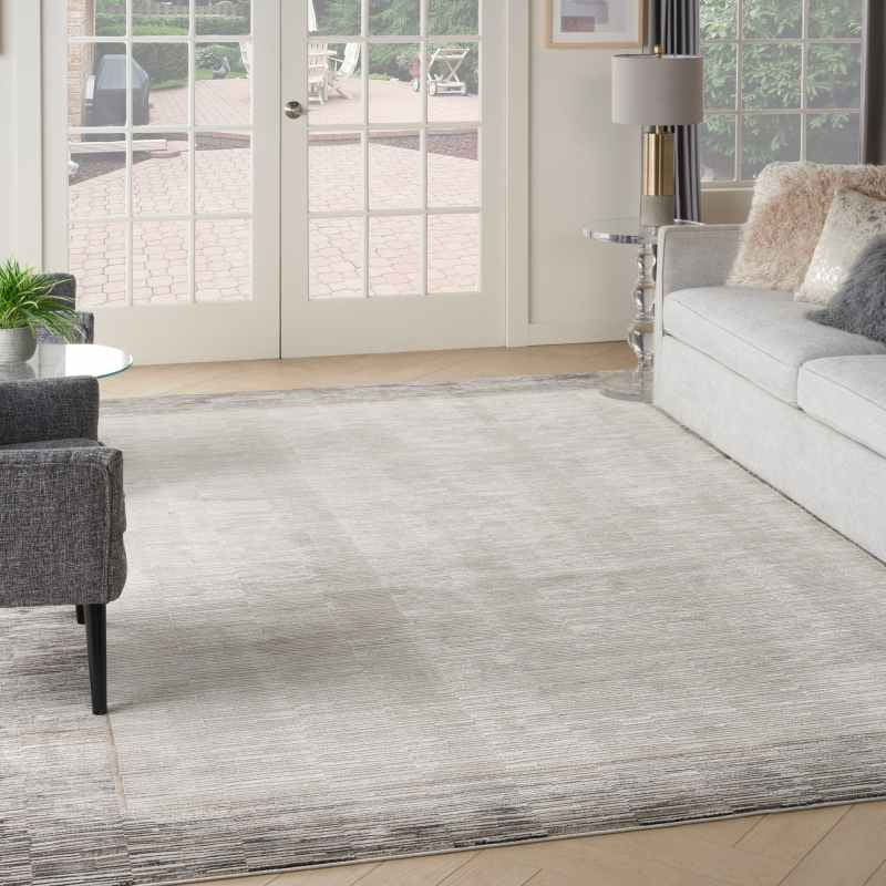 Desire DSR02 Border Rugs by Nourison in Grey Black