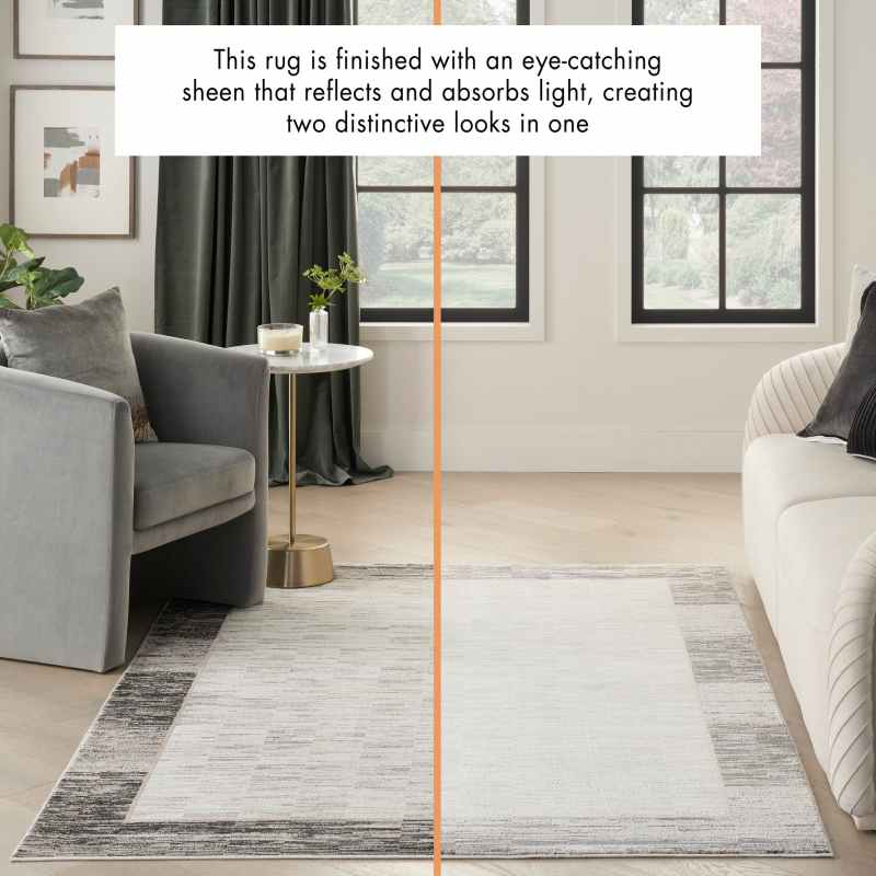 Desire DSR02 Border Rugs by Nourison in Grey Black