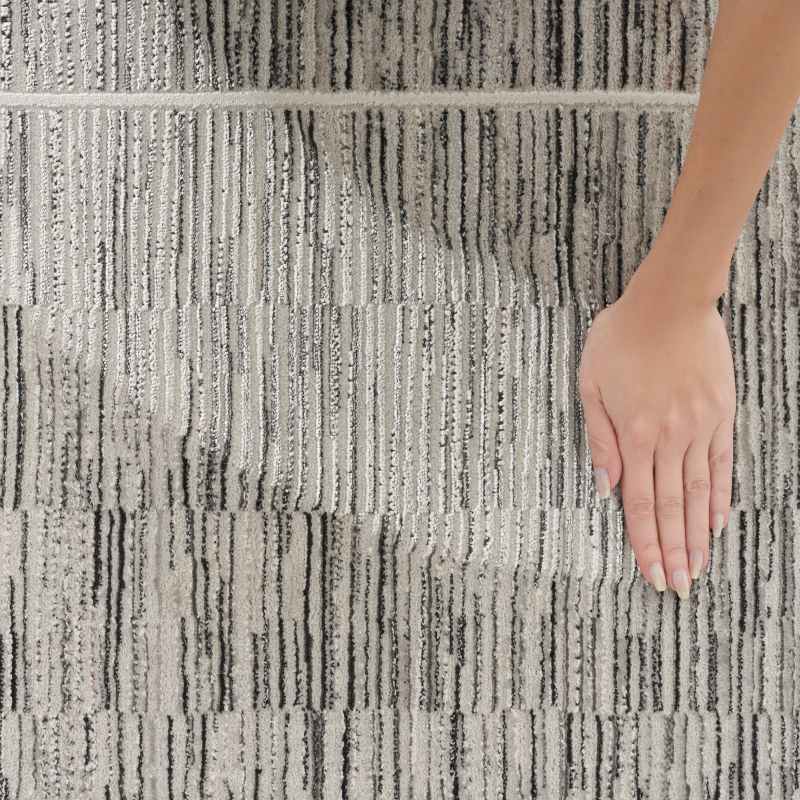Desire DSR02 Border Runner Rug by Nourison in Charcoal Grey