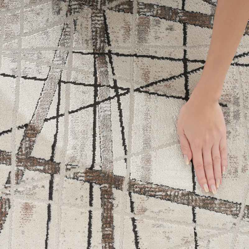 Desire DSR03 Abstract Runner Rug by Nourison in Grey Silver