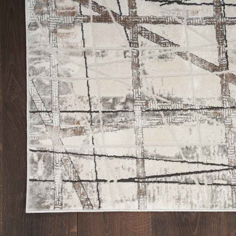 Desire DSR03 Abstract Runner Rug by Nourison in Grey Silver
