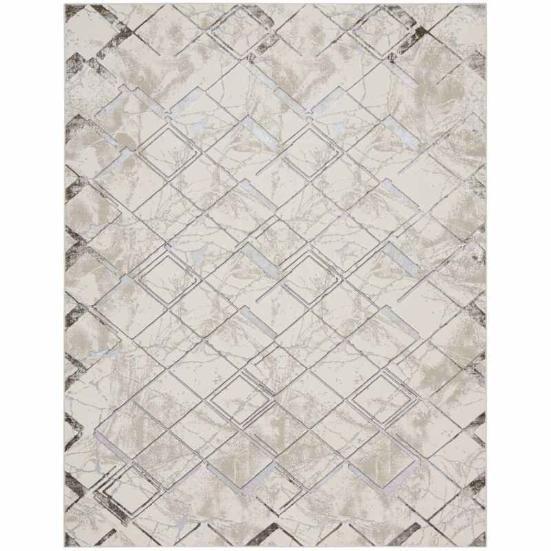 Glitz GLZ02 Geometric Rugs by Nourison in Ivory Grey