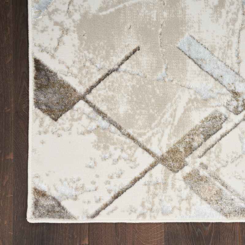 Glitz GLZ02 Geometric Runner Rugs by Nourison in Ivory Grey