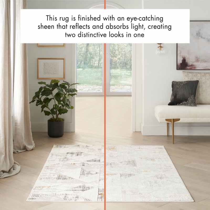 Glitz GLZ04 Geometric Framed Rugs by Nourison in Ivory Multi