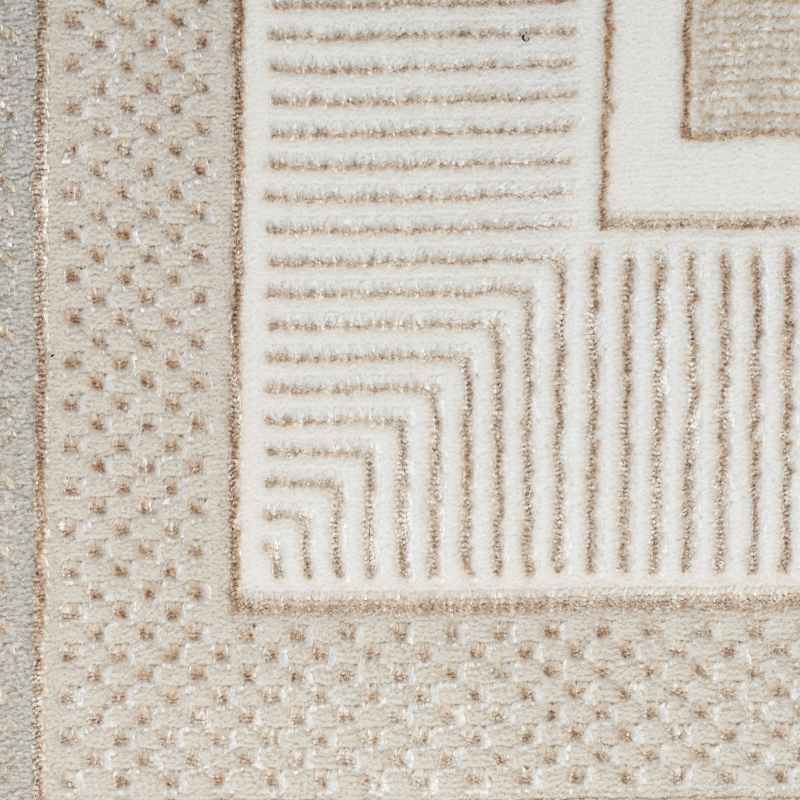 Glitz GLZ07 Geometric Runner Rugs by Nourison in Ivory White
