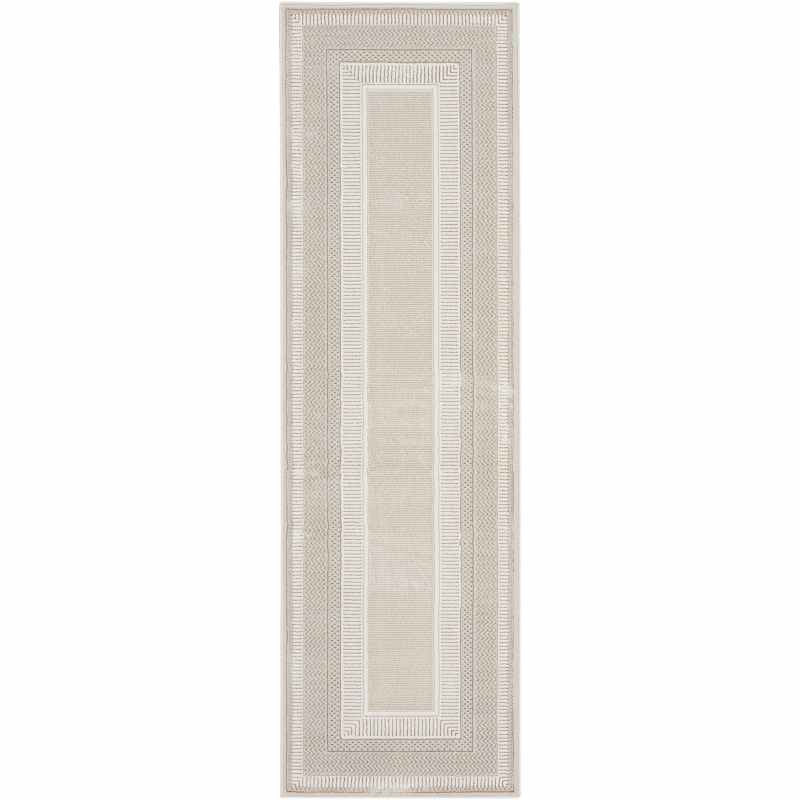 Glitz GLZ07 Geometric Runner Rugs by Nourison in Ivory White