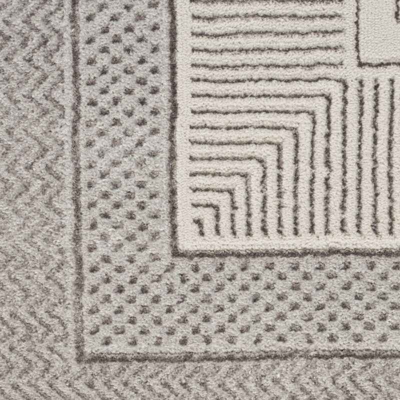 Glitz GLZ07 Geometric Runner Rugs by Nourison in Silver Grey