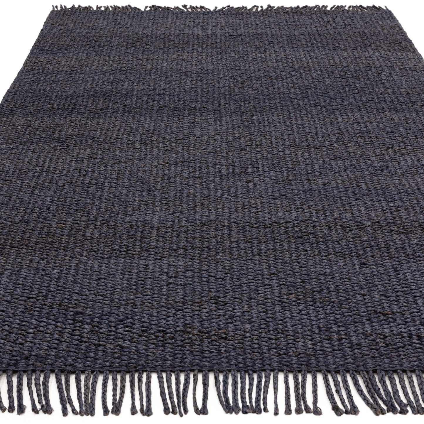 Grove Plain Flatweave Hand Woven Jute Rugs in Denim Blue