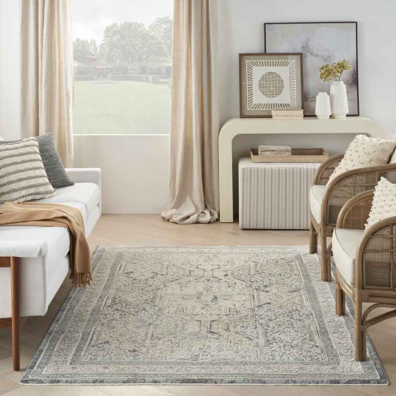 Lynx LNX01 Traditional Rugs by Nourison in Ivory Charcoal