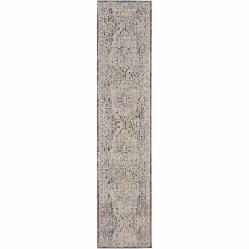 Lynx LNX01 Traditional Runner Rugs by Nourison in Ivory Charcoal