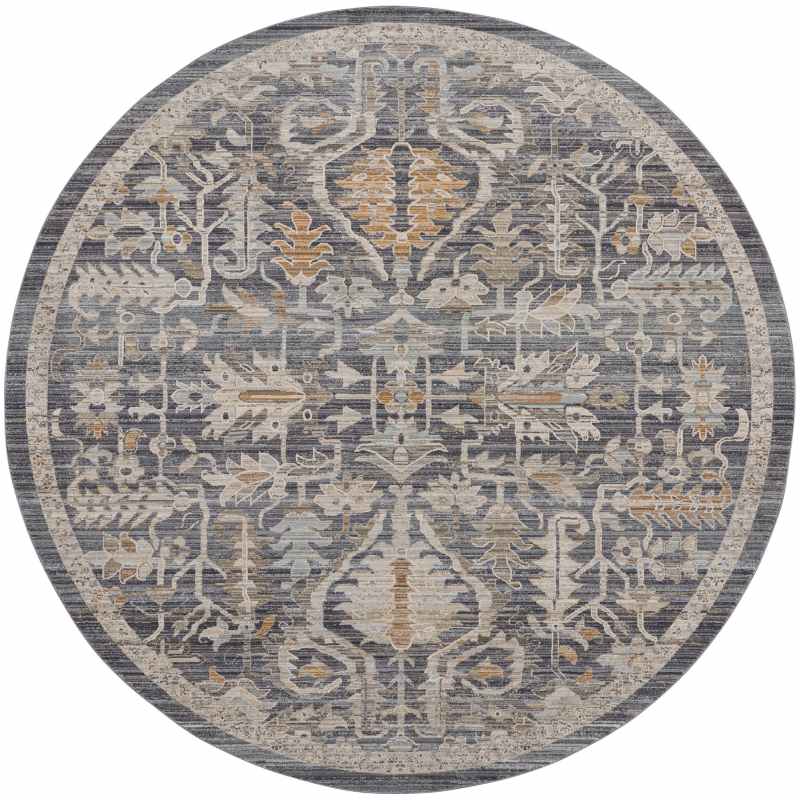 Lynx LNX02 Traditional Circle Rug by Nourison in Navy Multi