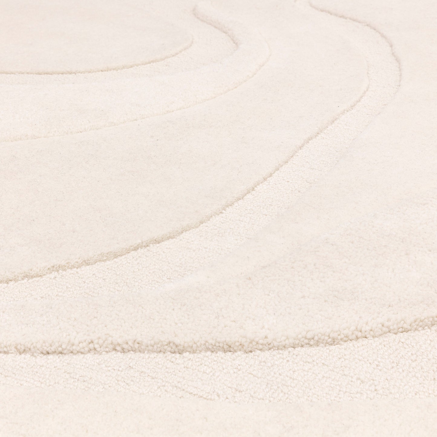 Olsen Glide Boho Carved Wool Rugs in Cream White
