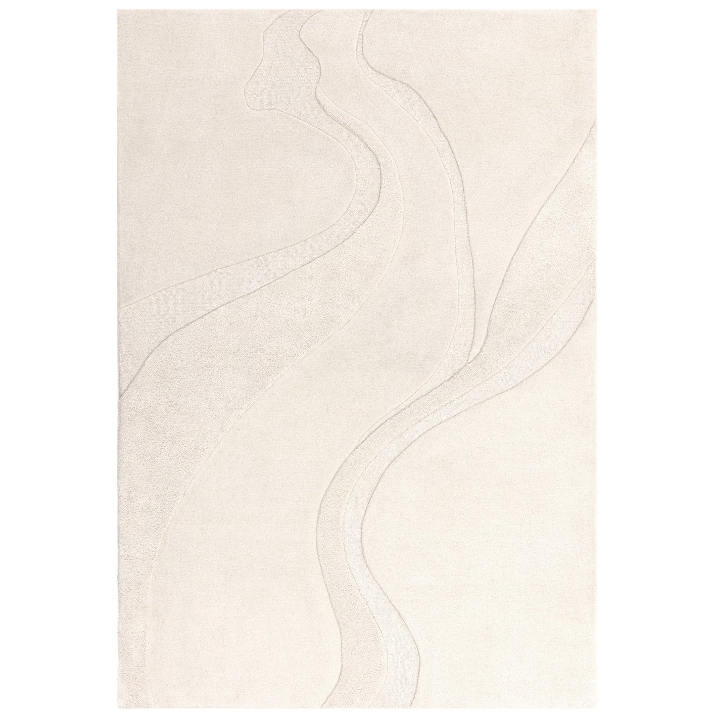 Olsen Glide Boho Carved Wool Rugs in Cream White