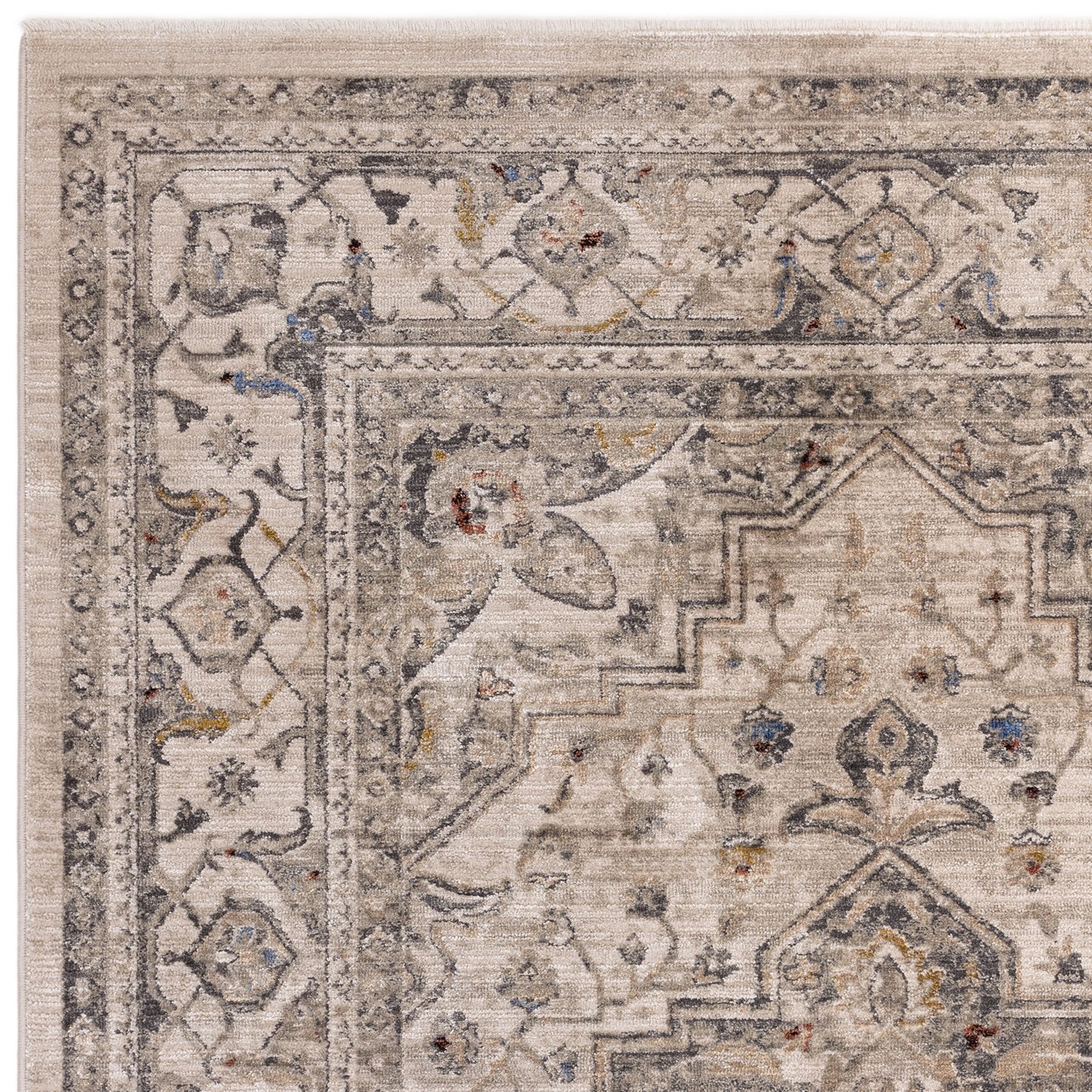 Sovereign Medallion Persian Traditional Rugs in Ash Grey