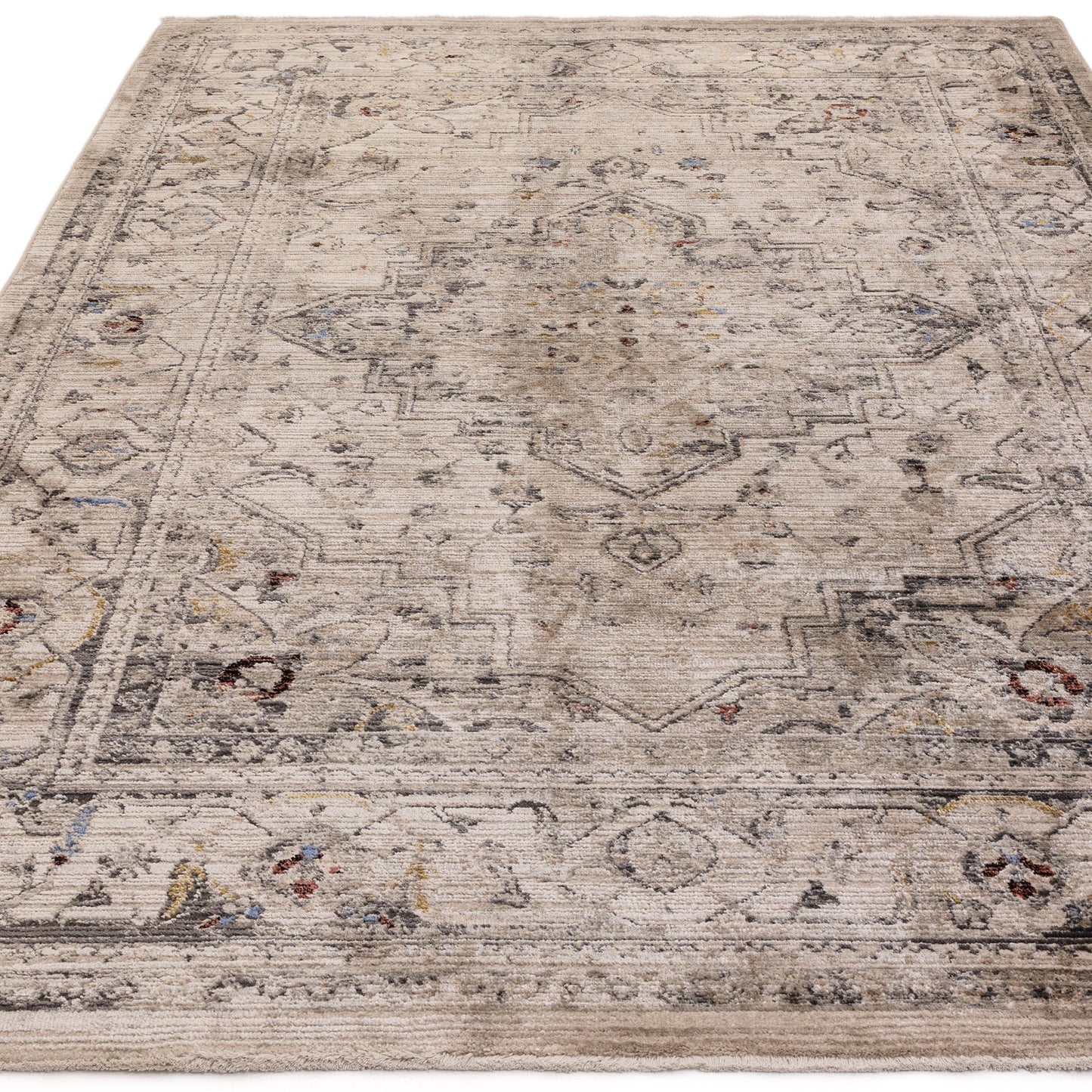 Sovereign Medallion Persian Traditional Rugs in Ash Grey
