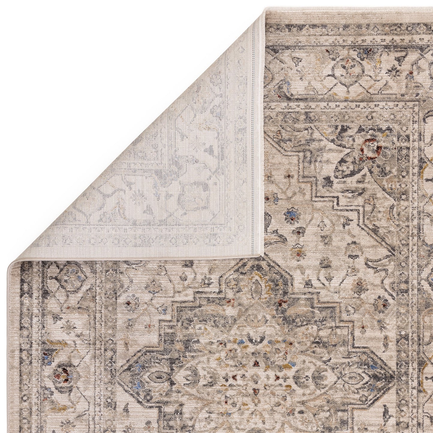 Sovereign Medallion Persian Traditional Rugs in Ash Grey