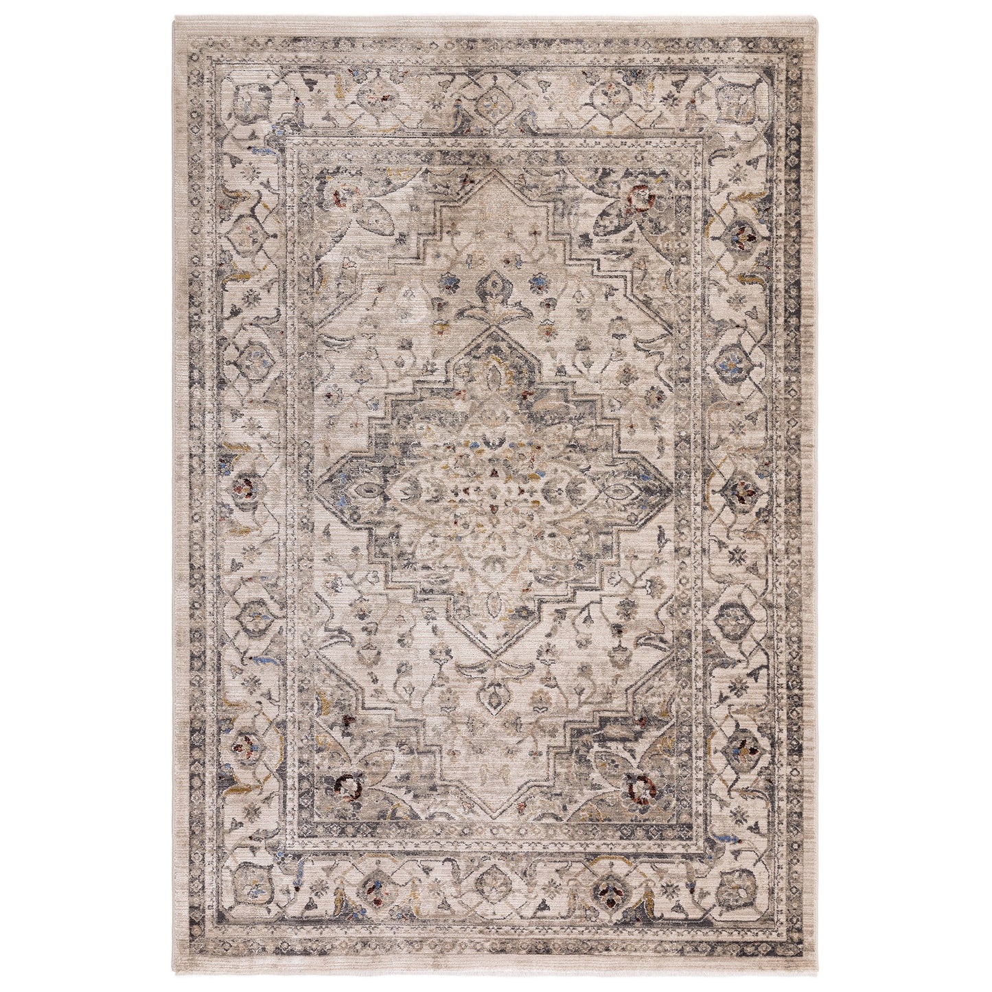 Sovereign Medallion Persian Traditional Rugs in Ash Grey