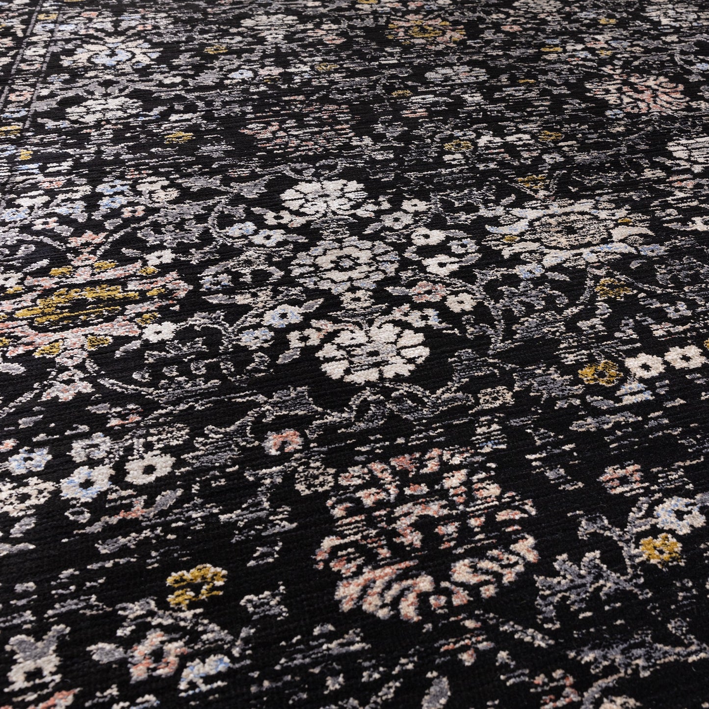 Sovereign Vintage Floral Persian Traditional Rugs in Black