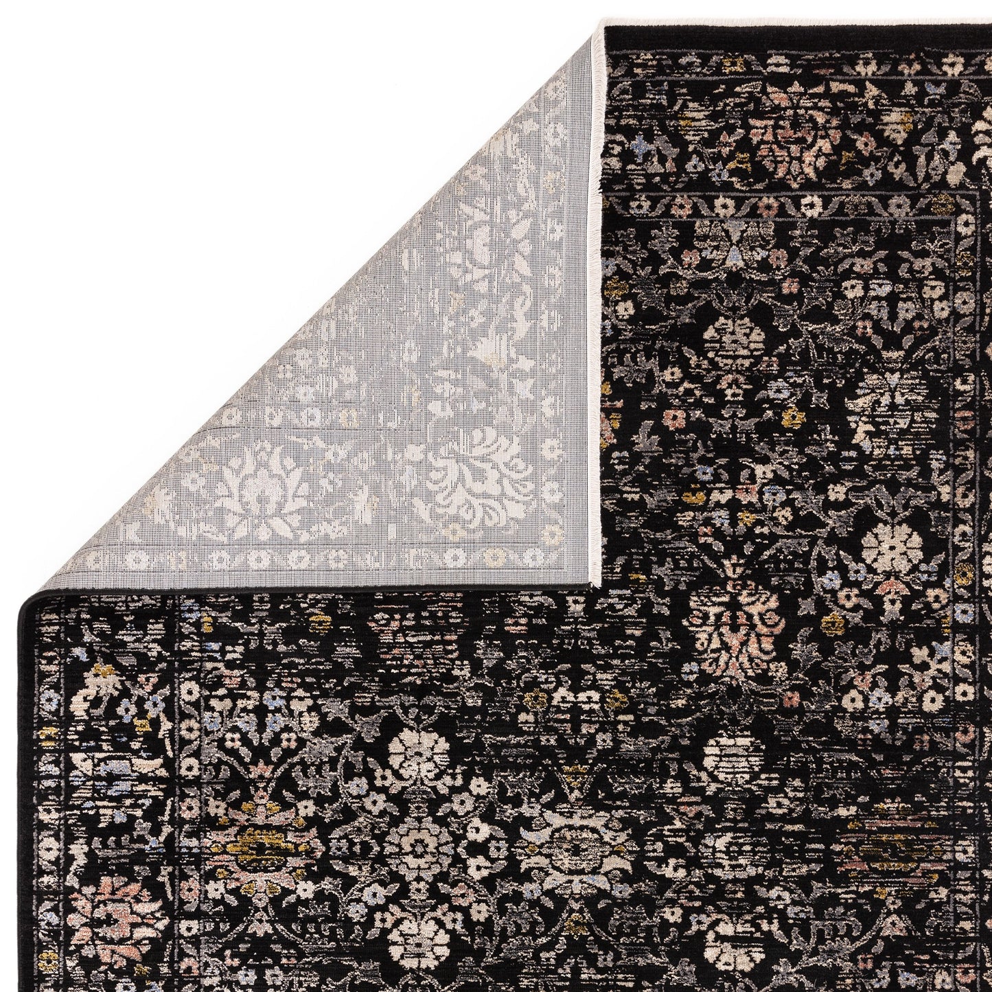Sovereign Vintage Floral Persian Traditional Rugs in Black