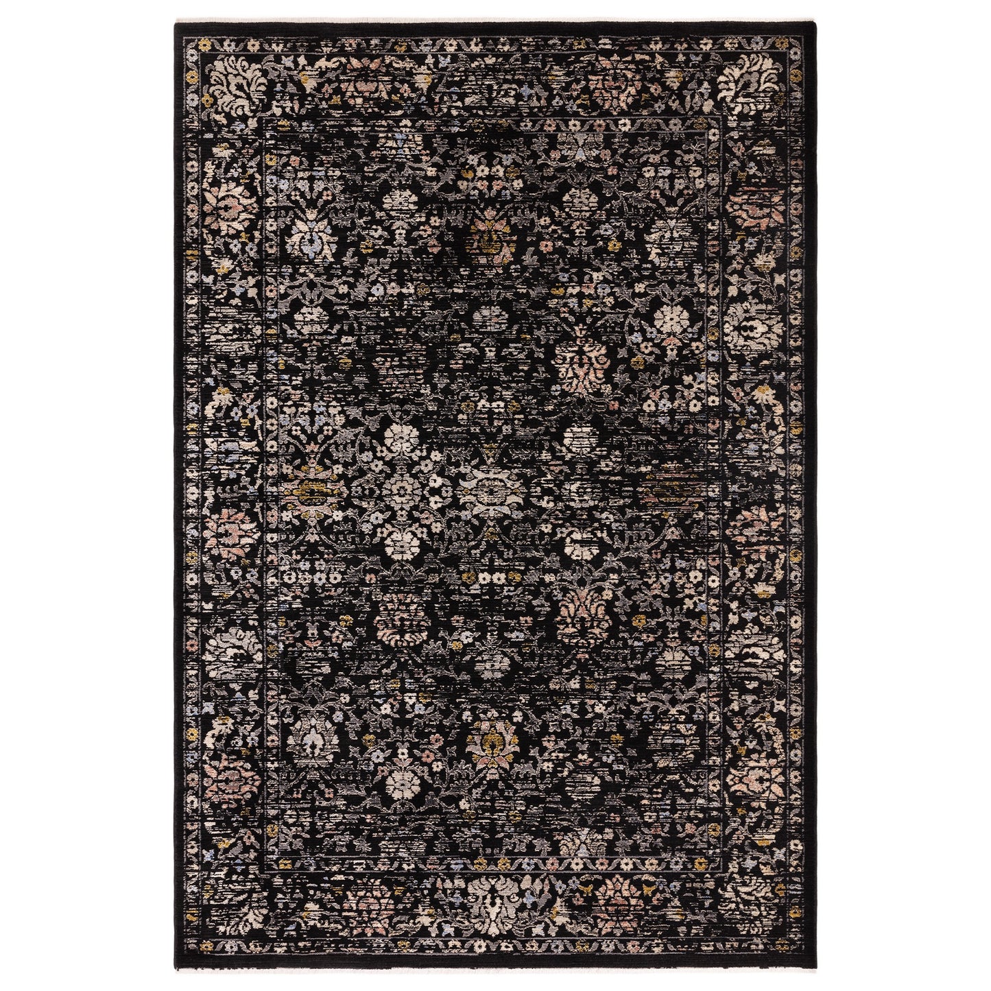 Sovereign Vintage Floral Persian Traditional Rugs in Black