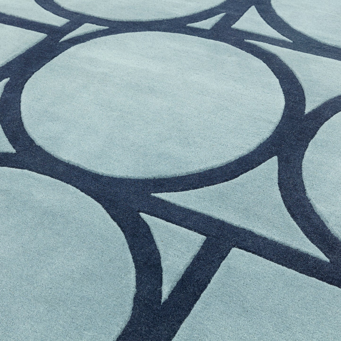 Metro Geometric Carved Wool Rugs in Blue