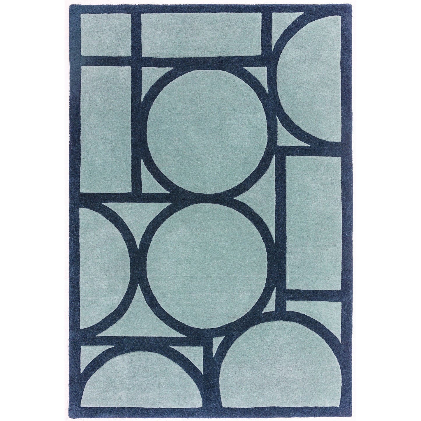 Metro Geometric Carved Wool Rugs in Blue
