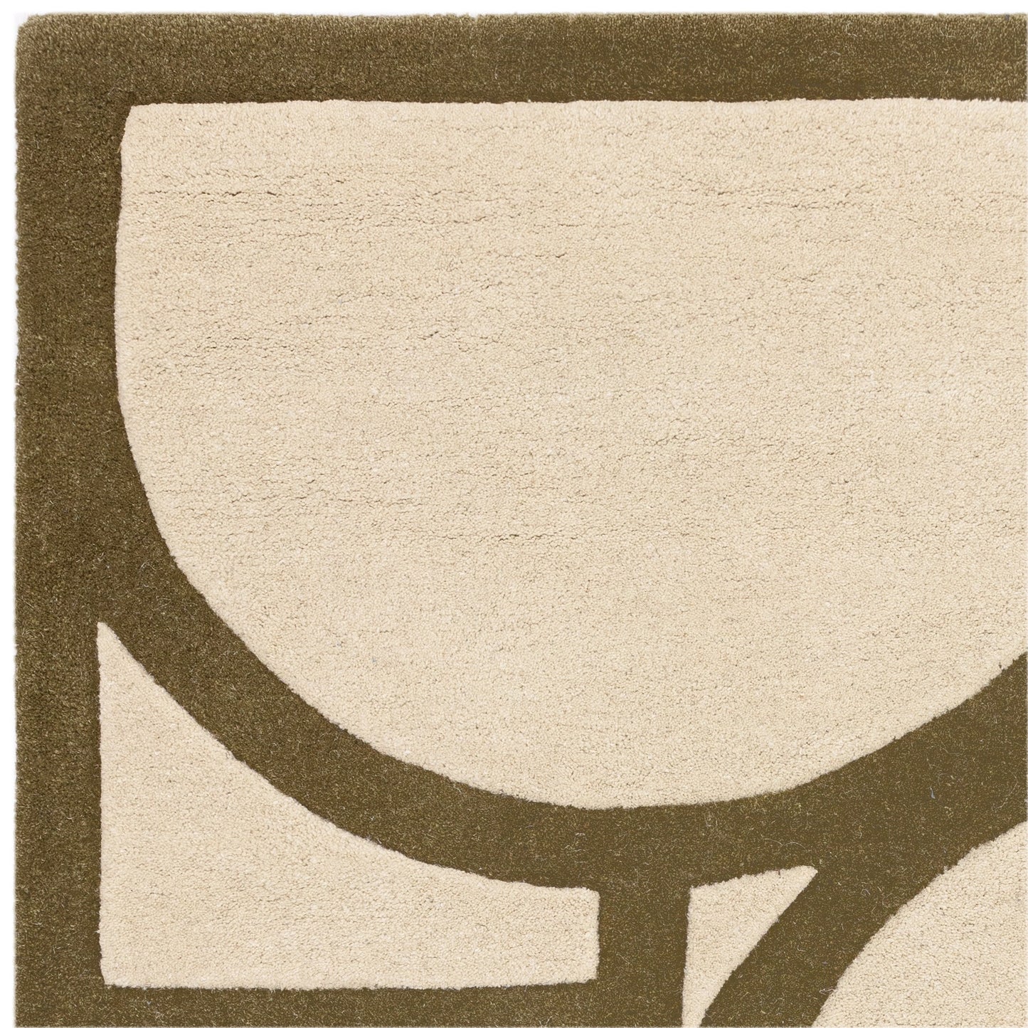 Metro Geometric Carved Wool Rugs in Khaki Green