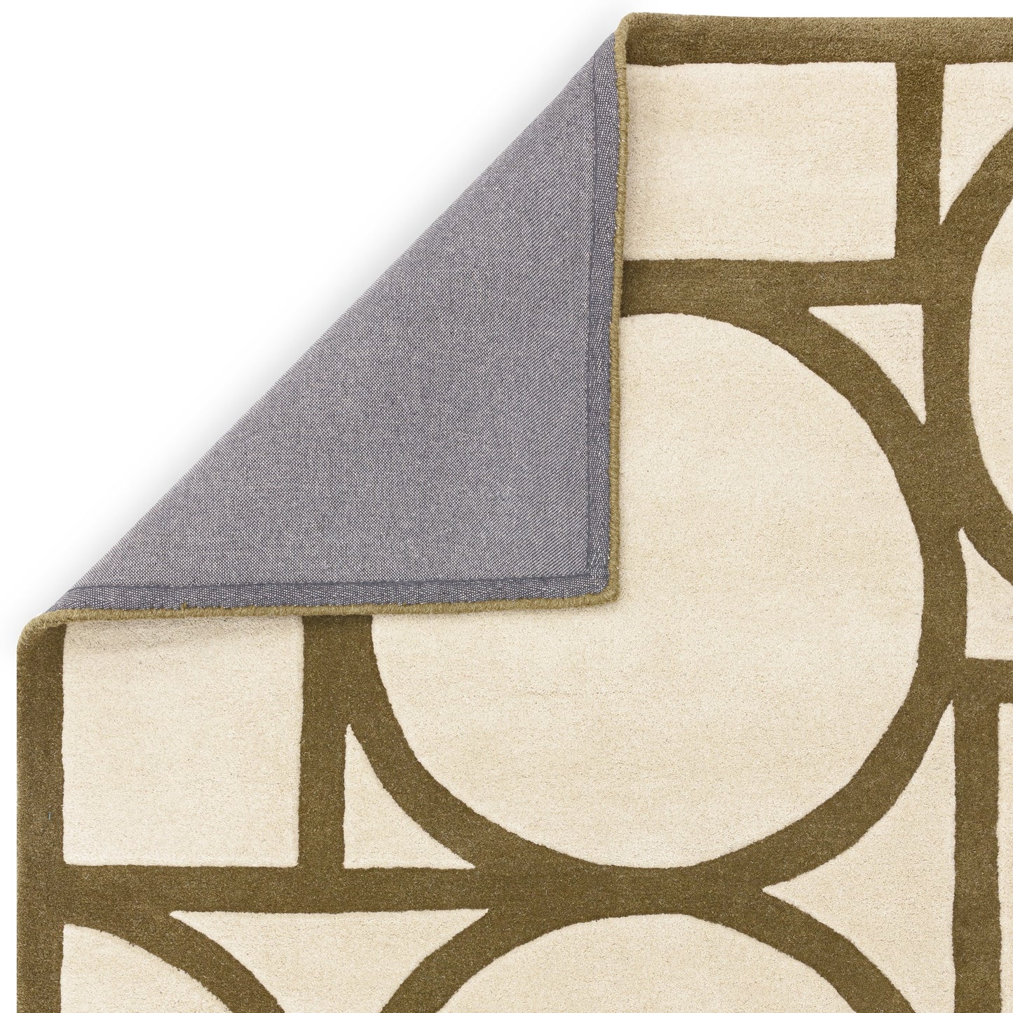 Metro Geometric Carved Wool Rugs in Khaki Green