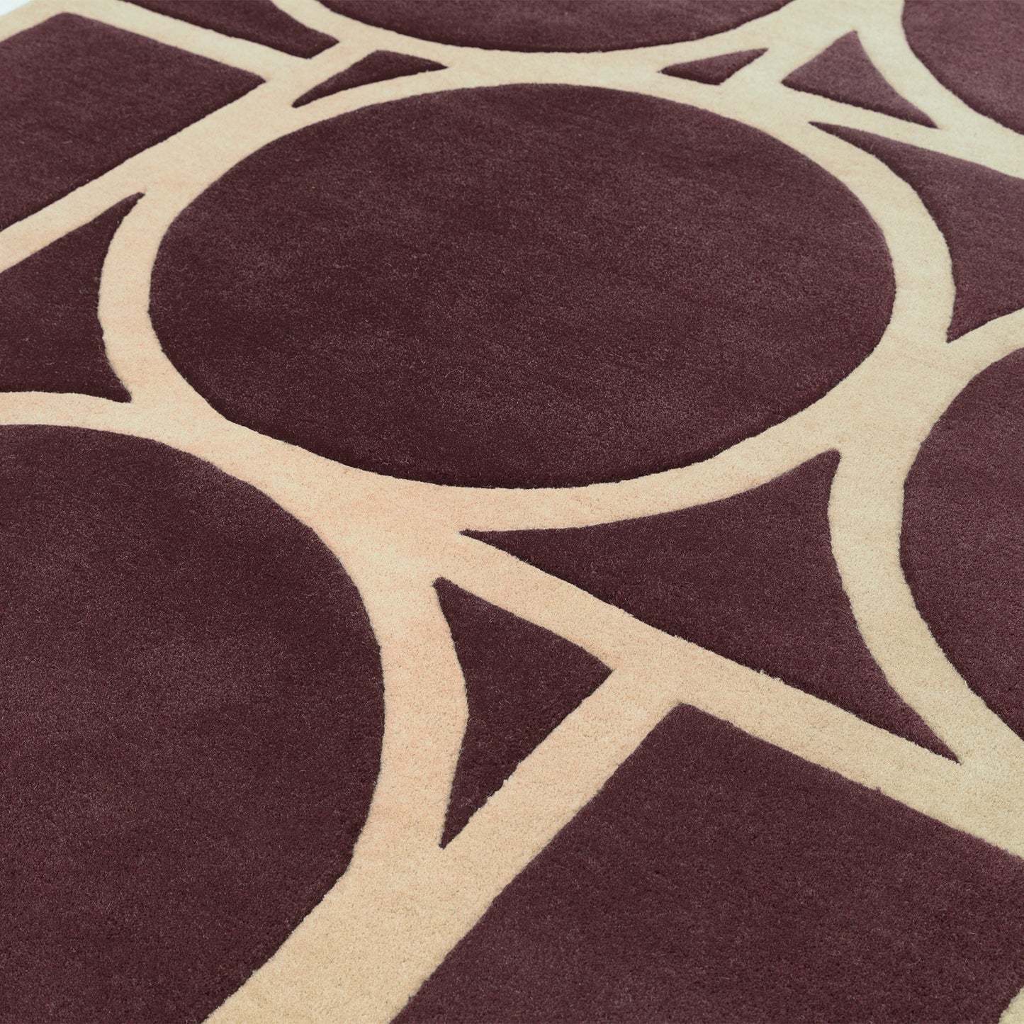 Metro Geometric Carved Wool Rugs in Plum Purple
