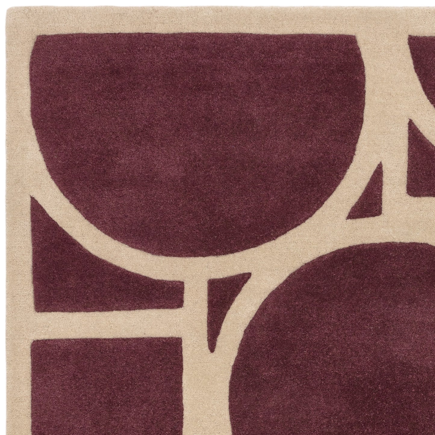 Metro Geometric Carved Wool Rugs in Plum Purple