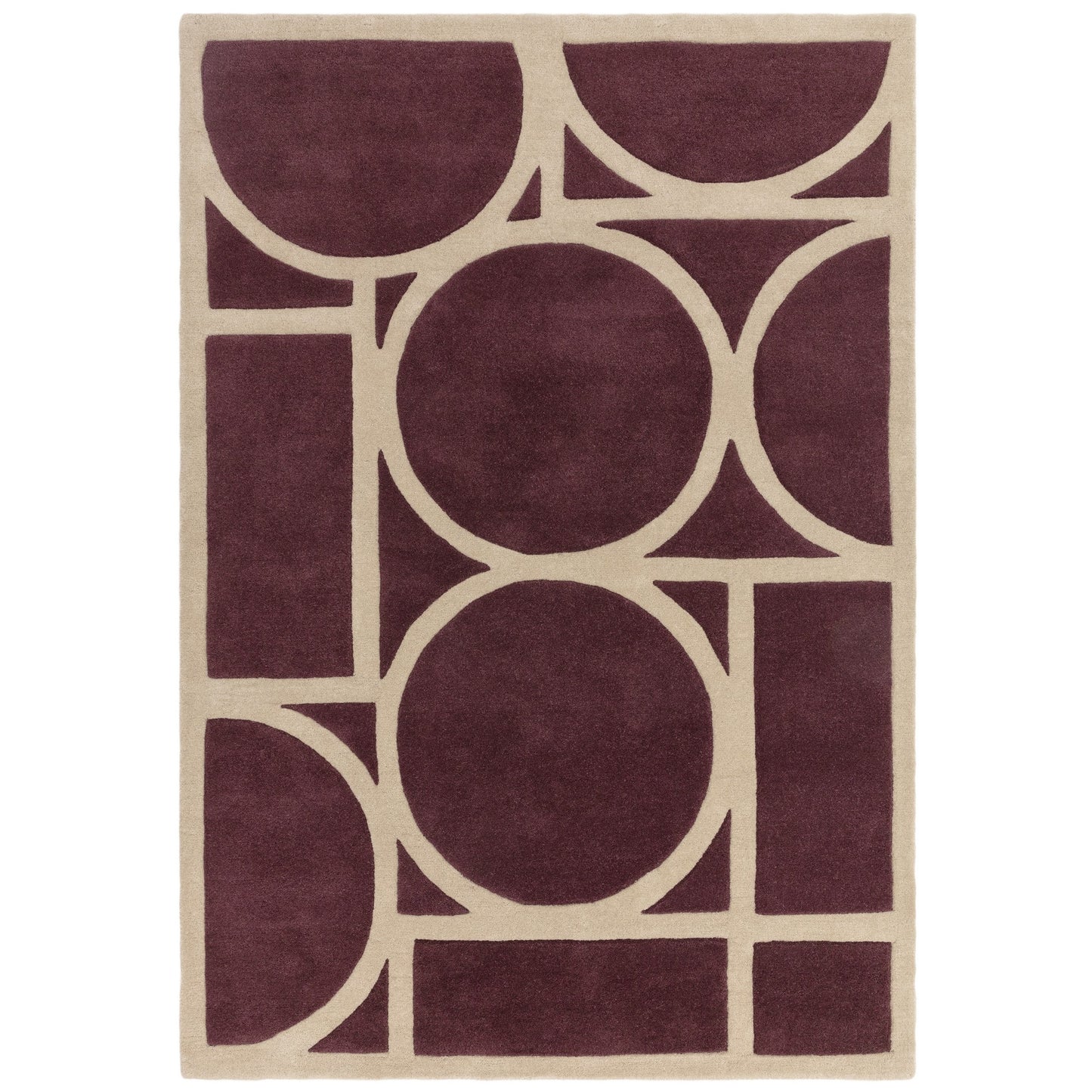 Metro Geometric Carved Wool Rugs in Plum Purple