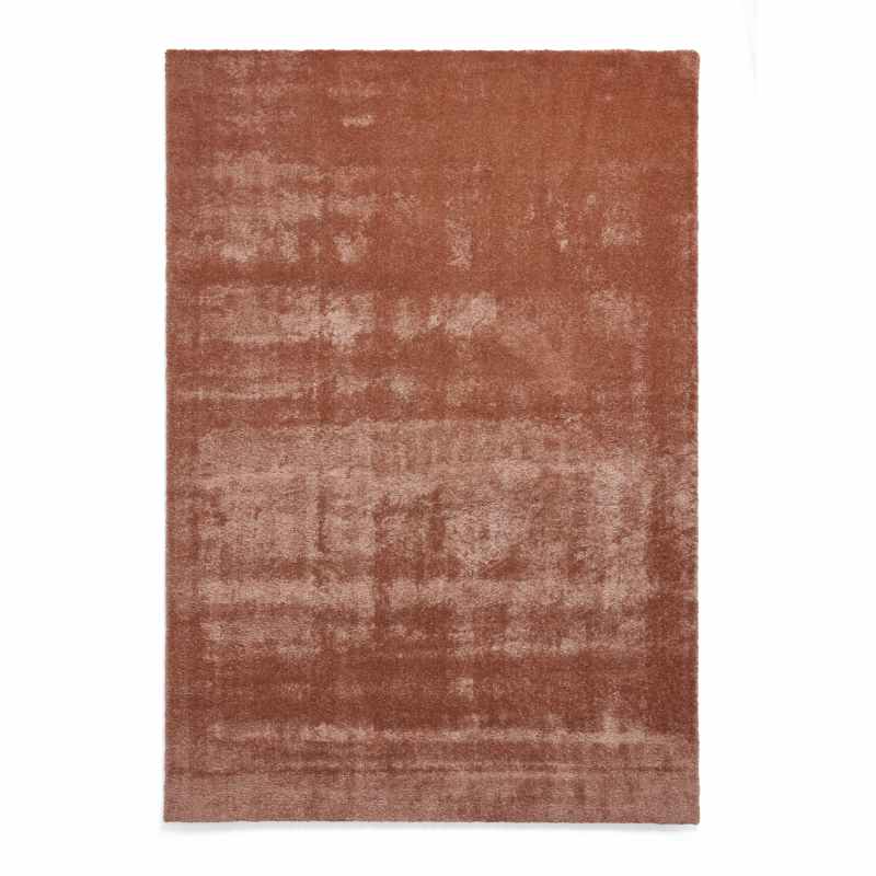 Cove Plain Plush Soft Shaggy Washable Rug in Terracotta Orange